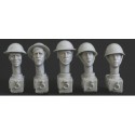 5 heads, Brit. steel helmets