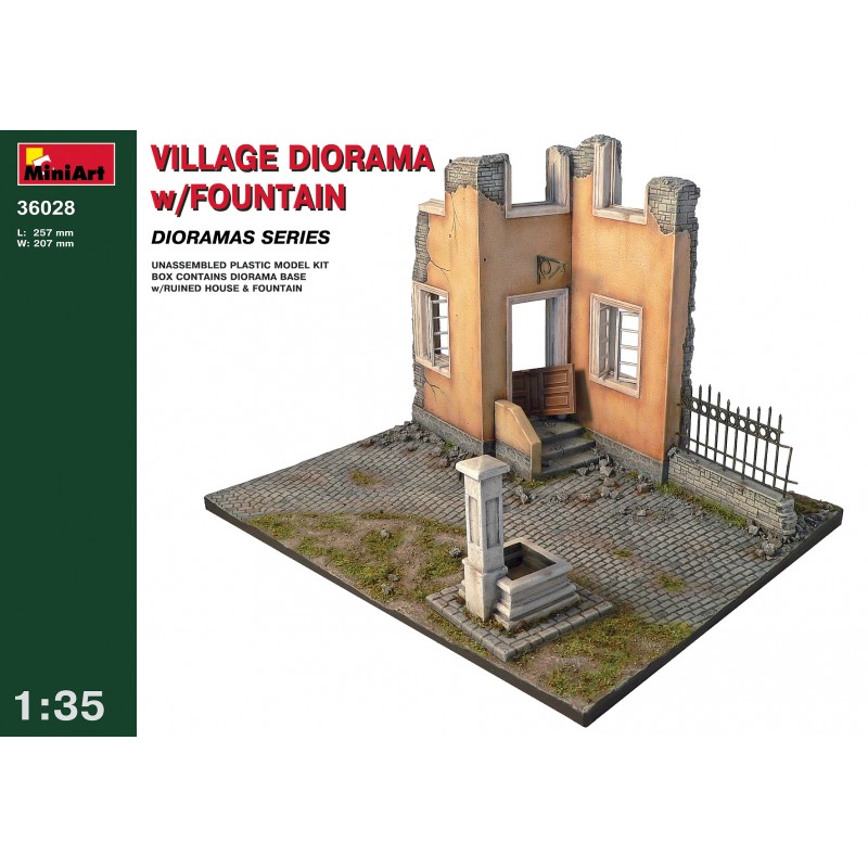 Miniart Buildings WW2 1/35 Scale Diorama Bases Ruined Village Houses Barn  Street